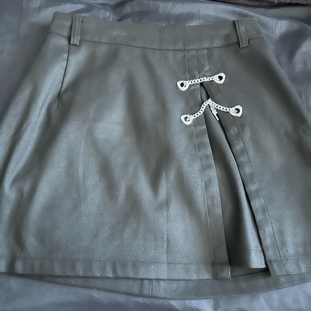 Hot Topic Black Skirt With Heart Metal Detail